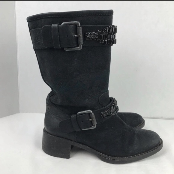 Vera Wang Lavender Cameron Leather with Rhinestones Biker Boots - Picture 2 of 9